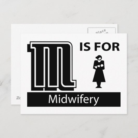 M is voor Midwifery Briefkaart (Voorkant / Achterkant)
