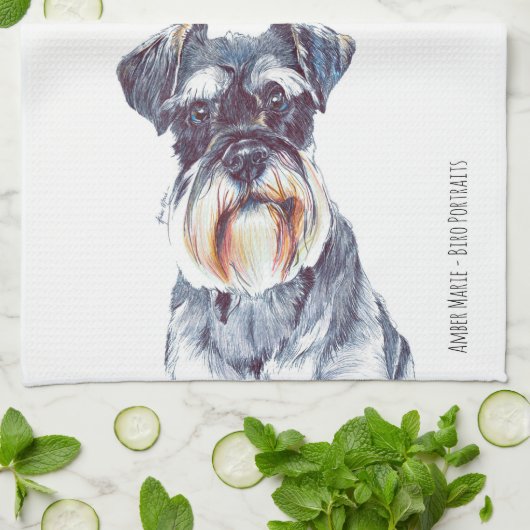 M is voor Miniature Schnauzer Theedoek (Gevouwen)