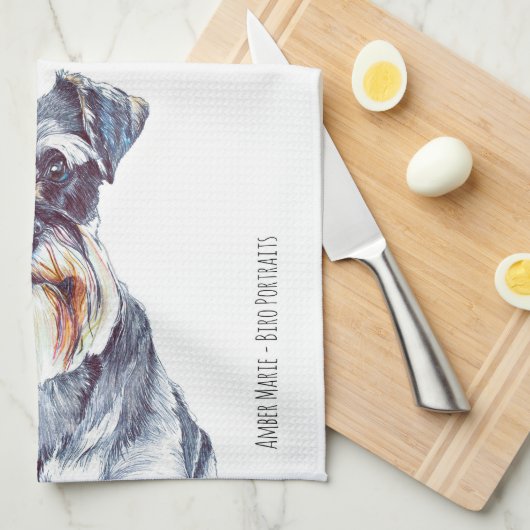 M is voor Miniature Schnauzer Theedoek (Quarter Fold)