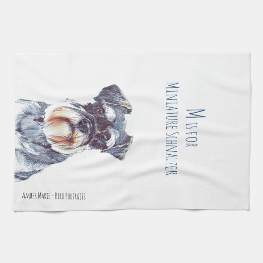 M is voor Miniature Schnauzer Theedoek (Horizontaal)