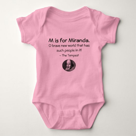 M is voor Miranda... een Shirt van Little Shakespe (Voorkant)