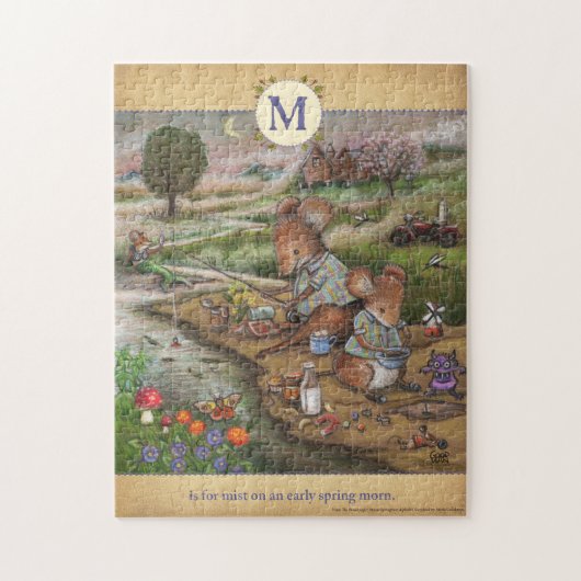 M is voor mist Cute Mouse Alphabet Puzzle Legpuzzel (Verticaal)