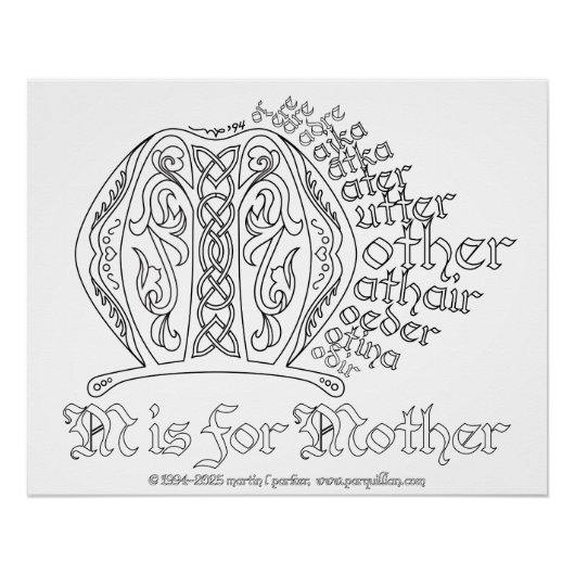 "M is voor moeder" Kleur-in Poster (Voorkant)