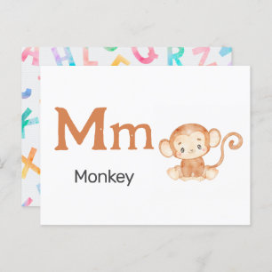 M is voor Monkey - Alphabet Flash Kaart