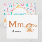 M is voor Monkey - Alphabet Flash Kaart (Voorkant / Achterkant)