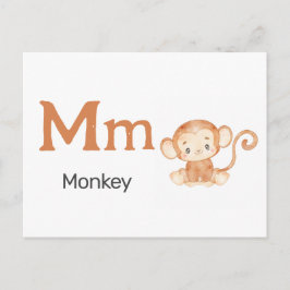 M is voor Monkey - Alphabet Flash Kaart