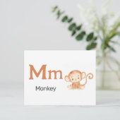 M is voor Monkey - Alphabet Flash Kaart (Staand voorkant)