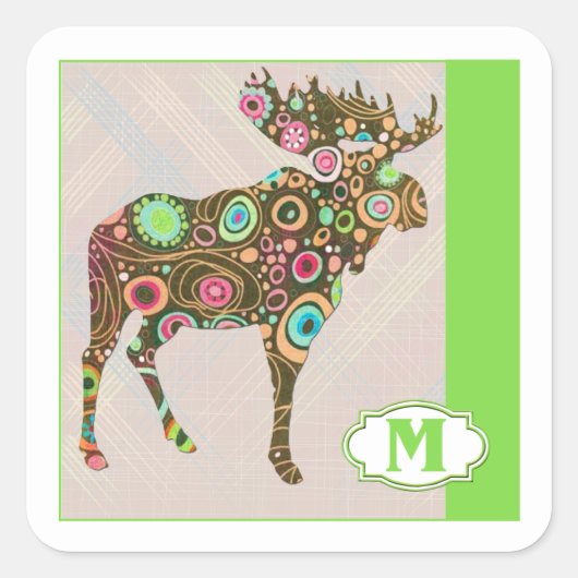 M is voor Moose Vierkante Sticker (Voorkant)