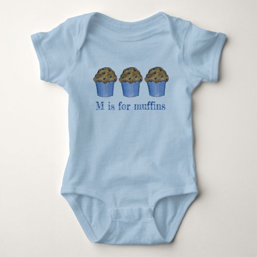 M is voor Muffins Blueberry Muffin Bked Goods ABCs Romper (Voorkant)
