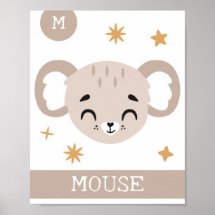 M is voor Muis, Nursery, Bedroom, Kinderen Wall Ar Poster