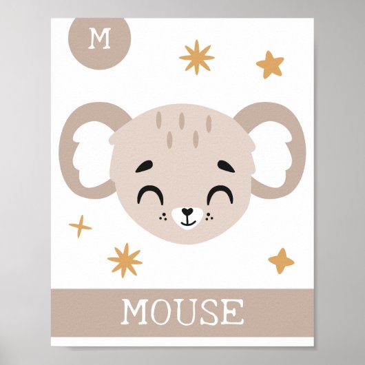 M is voor Muis, Nursery, Bedroom, Kinderen Wall Ar Poster (Voorkant)