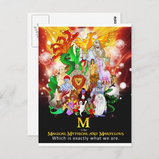 M is voor Mythical Post Kaart (Voorkant / Achterkant)