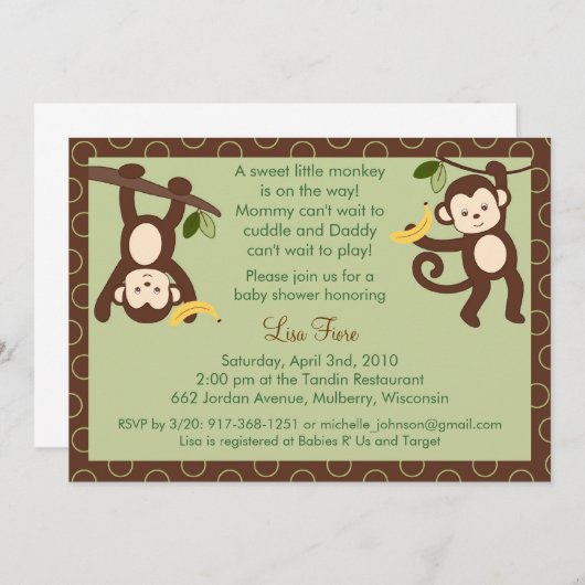 M is voor Oerwoud van een aap Babyschoenen met een Kaart (Voorkant / Achterkant)