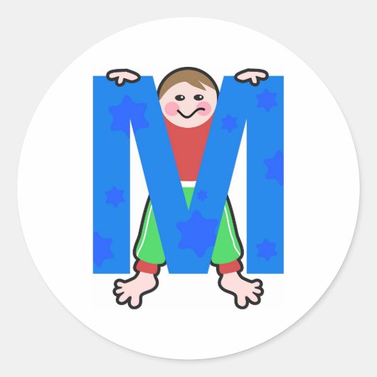 M is voor ronde sticker (Voorkant)