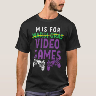 M is voor videogames Mardi Gras Gamer Boy Mannen 1 T-shirt