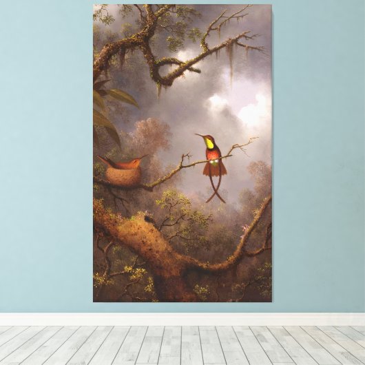 M. J. HEADE - Crimson Topaz Hummingbirds (1870-83) Canvas Afdruk (Insitu (Houten vloer))