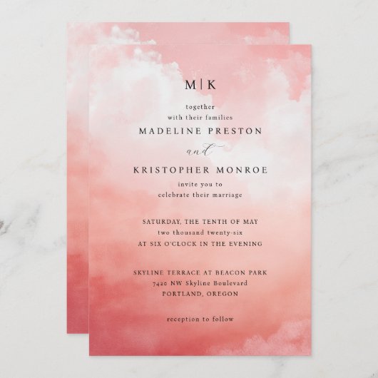 M K Together Romantic Pink Gradient Kaart (Voorkant / Achterkant)