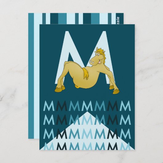 M Letter Donkerblauwe kaart Flexibele pony bunting (Voorkant / Achterkant)