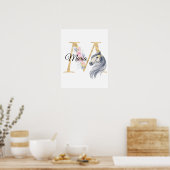 M letter gepersonaliseerde naam monogram met paard poster (Keuken)