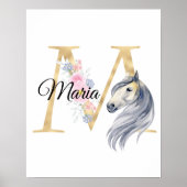 M letter gepersonaliseerde naam monogram met paard poster (Voorkant)