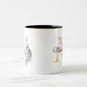 M letter gepersonaliseerde naam monogram met paard tweekleurige koffiemok (Center)
