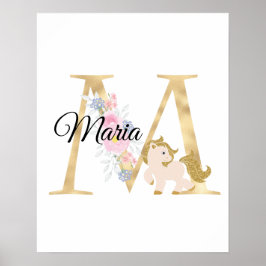 M letter gepersonaliseerde naam monogram met pony poster