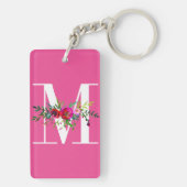 M Letter Initiaal Monogram Bloem Motief Aangepaste Sleutelhanger (achterkant)