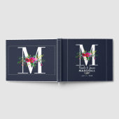 M Letter Initiaal Monogram Bloem Naam Bruiloft Gastenboek (Volledig)