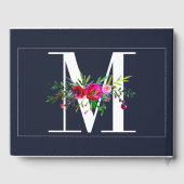 M Letter Initiaal Monogram Bloem Naam Bruiloft Gastenboek (Achterkant)