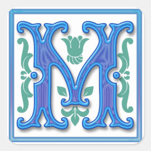 M -  letter M Vierkante Sticker