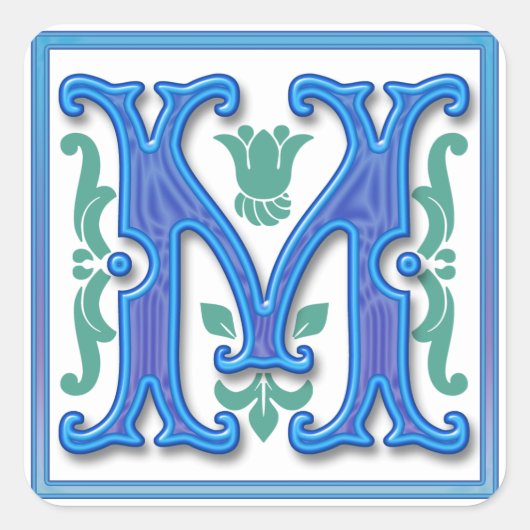 M -  letter M Vierkante Sticker (Voorkant)