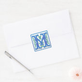 M -  letter M Vierkante Sticker (Envelop)