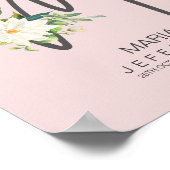 M Letter Monogram Blush Floral Decor Poster (Hoek)