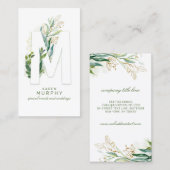 M Letter Monogram Gold Greenery Leaves Elegant Visitekaartje (Voorkant / Achterkant)