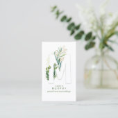 M Letter Monogram Gold Greenery Leaves Elegant Visitekaartje (Staand voorkant)