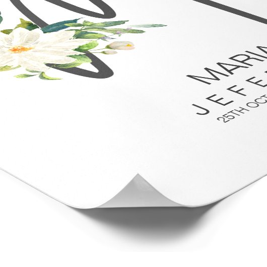 M Letter Monogram Roze Bloemendecor Poster (Hoek)