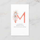 M Letter Monogram White Orchids and Pampas Grass Visitekaartje (Voorkant)