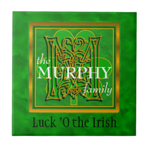 M "Luck of the Irish" Family Custom Monogram Tile Tegeltje