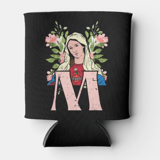 M Mary Virgin Sacred Heart Jesus Religious Catholi Blikjeskoeler (Voorkant)