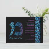 M Mem Hebreeuws Collectie Bat Mitzvah Uitnodiging (Staand voorkant)