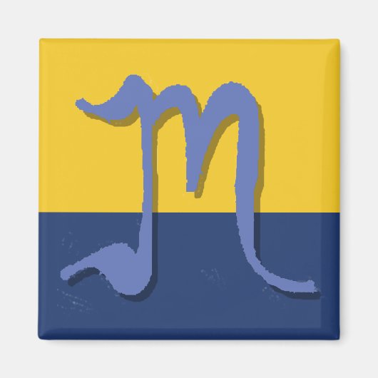 M (Middelblauw) Monogram Magneet (Voorkant)