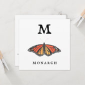 "M" Monarch platte Wenskaart Kaart (Voorkant / Achterkant in situ)