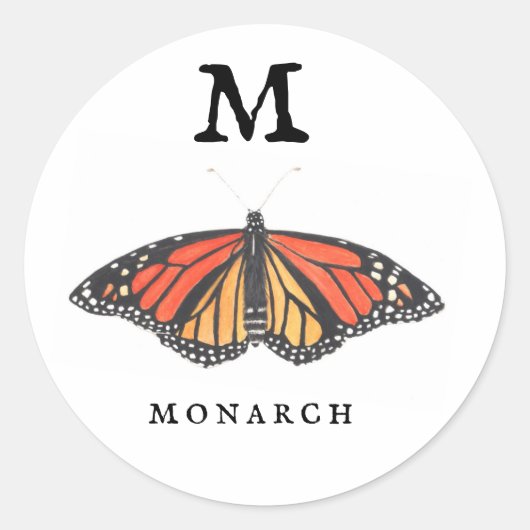 "M"-monarch Ronde Sticker (Voorkant)