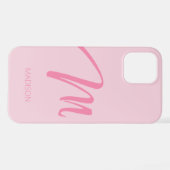 M Monogram Aangepast roze iPhone Hoesje (Achterkant horizontaal)