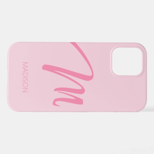 M Monogram Aangepast roze iPhone Hoesje (Achterkant horizontaal)
