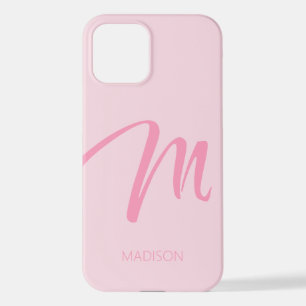 M Monogram Aangepast roze iPhone 12 Hoesje