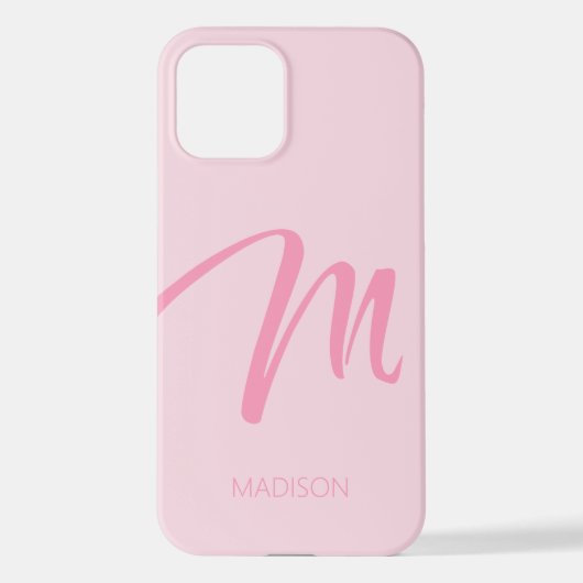 M Monogram Aangepast roze iPhone Hoesje (Achterkant)