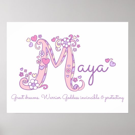 M monogram art Maya meisjes naam poster (Voorkant)