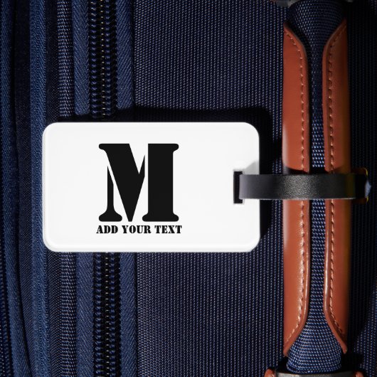 M Monogram Eenvoudig Modern Minimalistisch Geperso Bagagelabel (Achterkant Insitu 2)