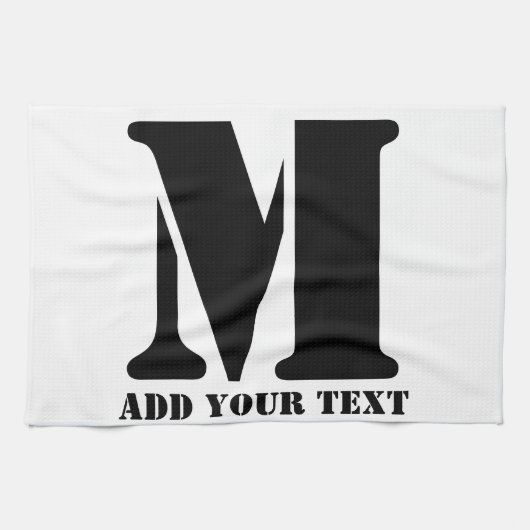 M Monogram Eenvoudig Modern Minimalistisch Geperso Theedoek (Horizontaal)